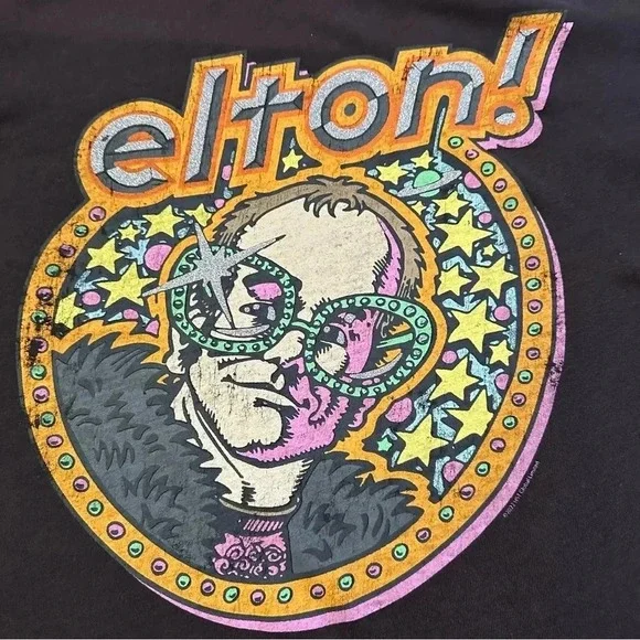 Chaser• Elton John Women's Vintage Fashion T-shirt  Black - Picture 4 of 8